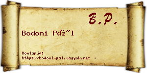 Bodoni Pál névjegykártya